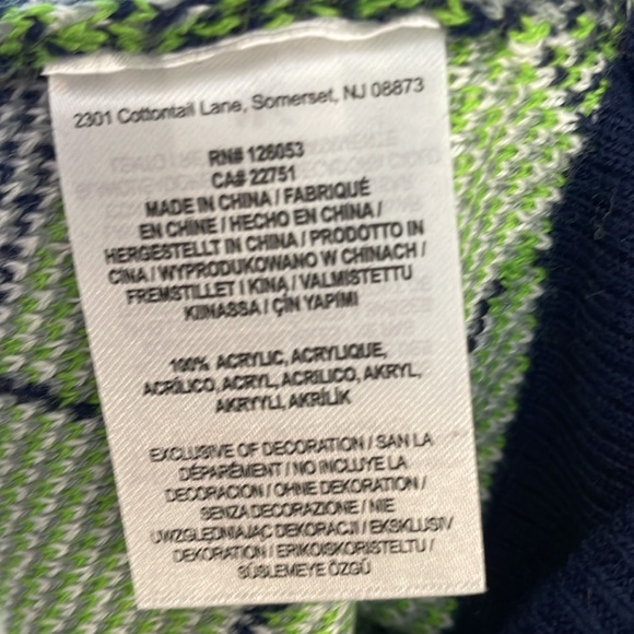 NFL TEAM APPAREL SEATTLE SEAHAWKS ARGYLE PRINT SWEATER NAVY BLUE & GREEN Size S - Picture 12 of 14